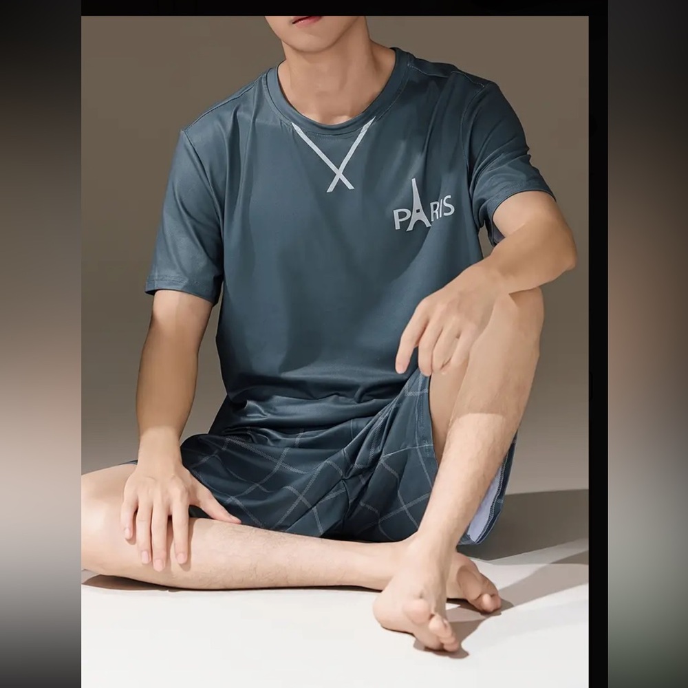 Mens Pajama Sets - Short Sleeve T-Shirts & Soft Plaid Shorts, Ultra-soft